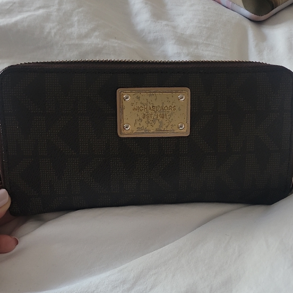 Michael Kors Dark Brown and Black Logo Wallet